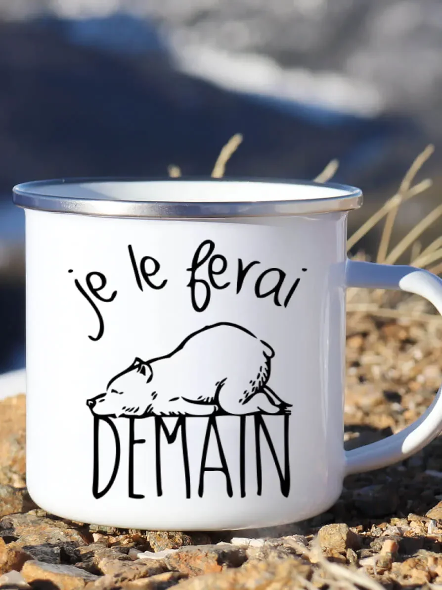 Wine Beer Coffee Drink - Cute Enamel Coffee Mug French I